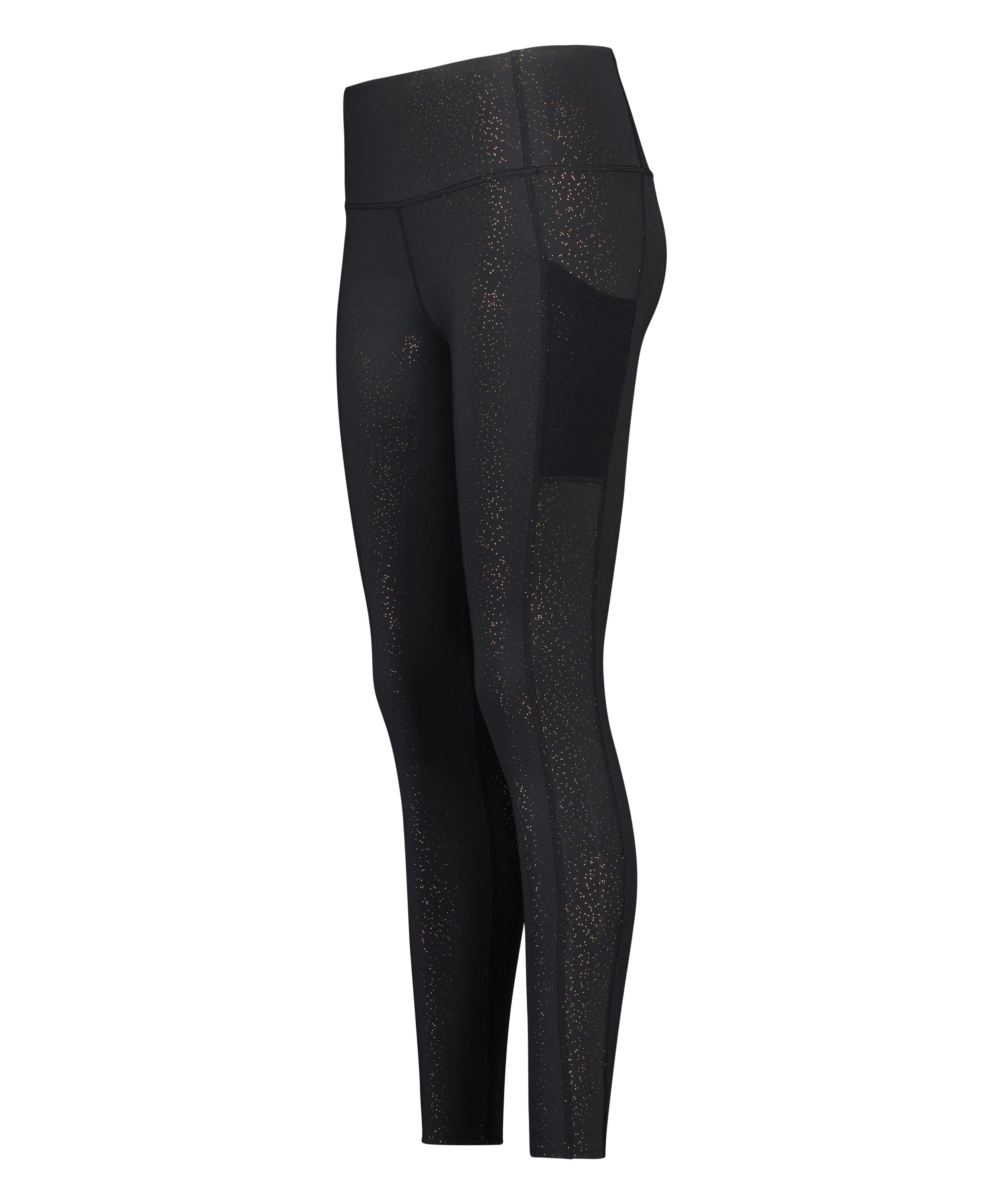 ﻿Legging de sport HKMX Taille haute à Paillettes Dorées, Noir, main