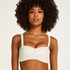 Haut de bikini bandeau préformé Broderie, Blanc