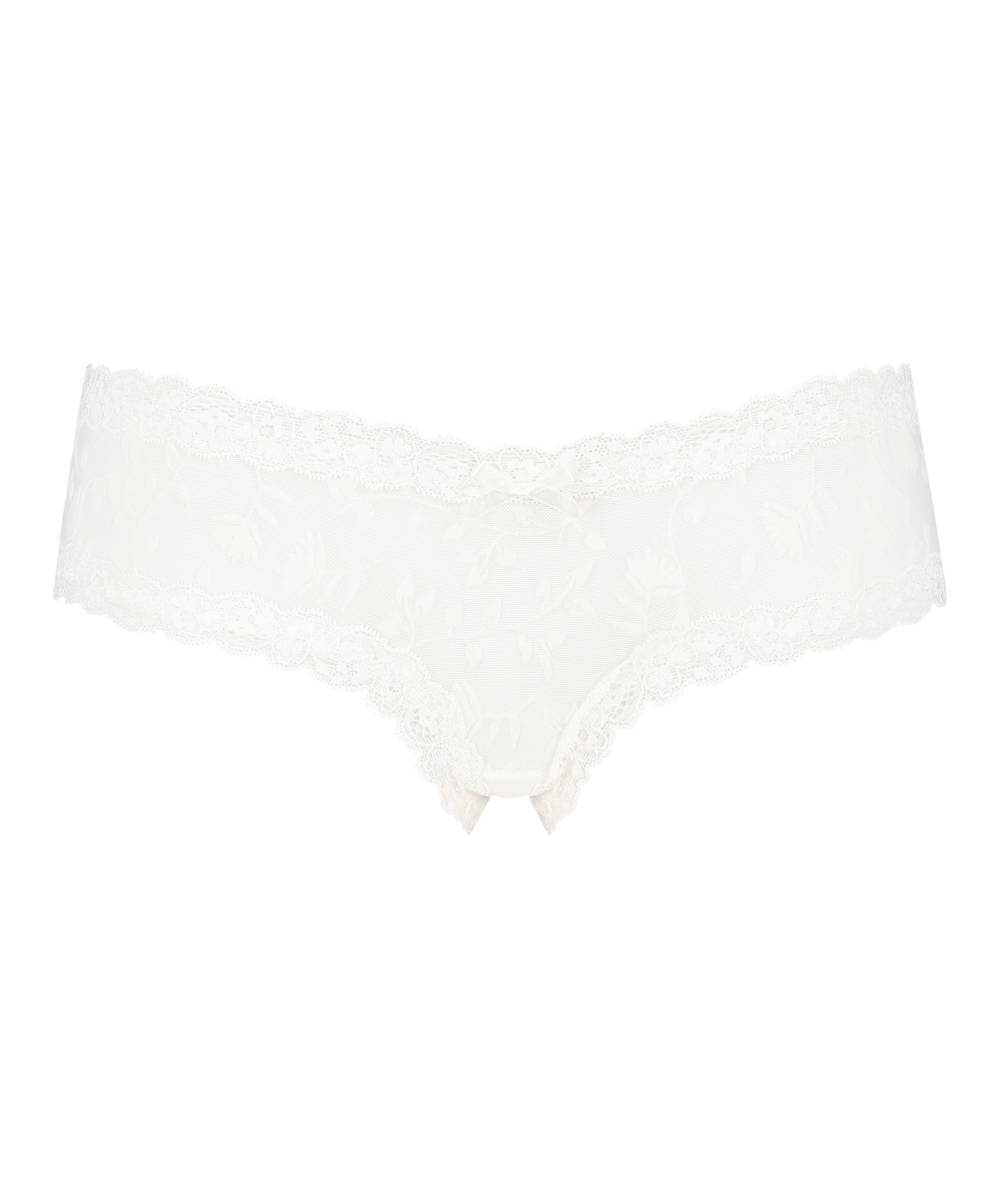 Slip br&eacute;silien V-shape mesh, Blanc, main