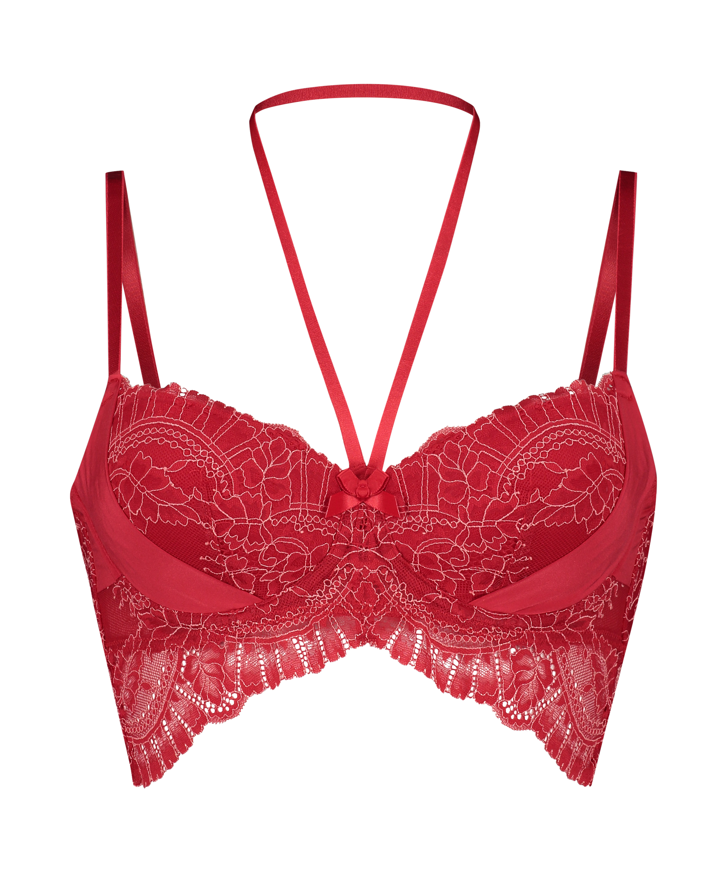 Soutien-gorge long rembourré à armatures Coco, Rouge, main