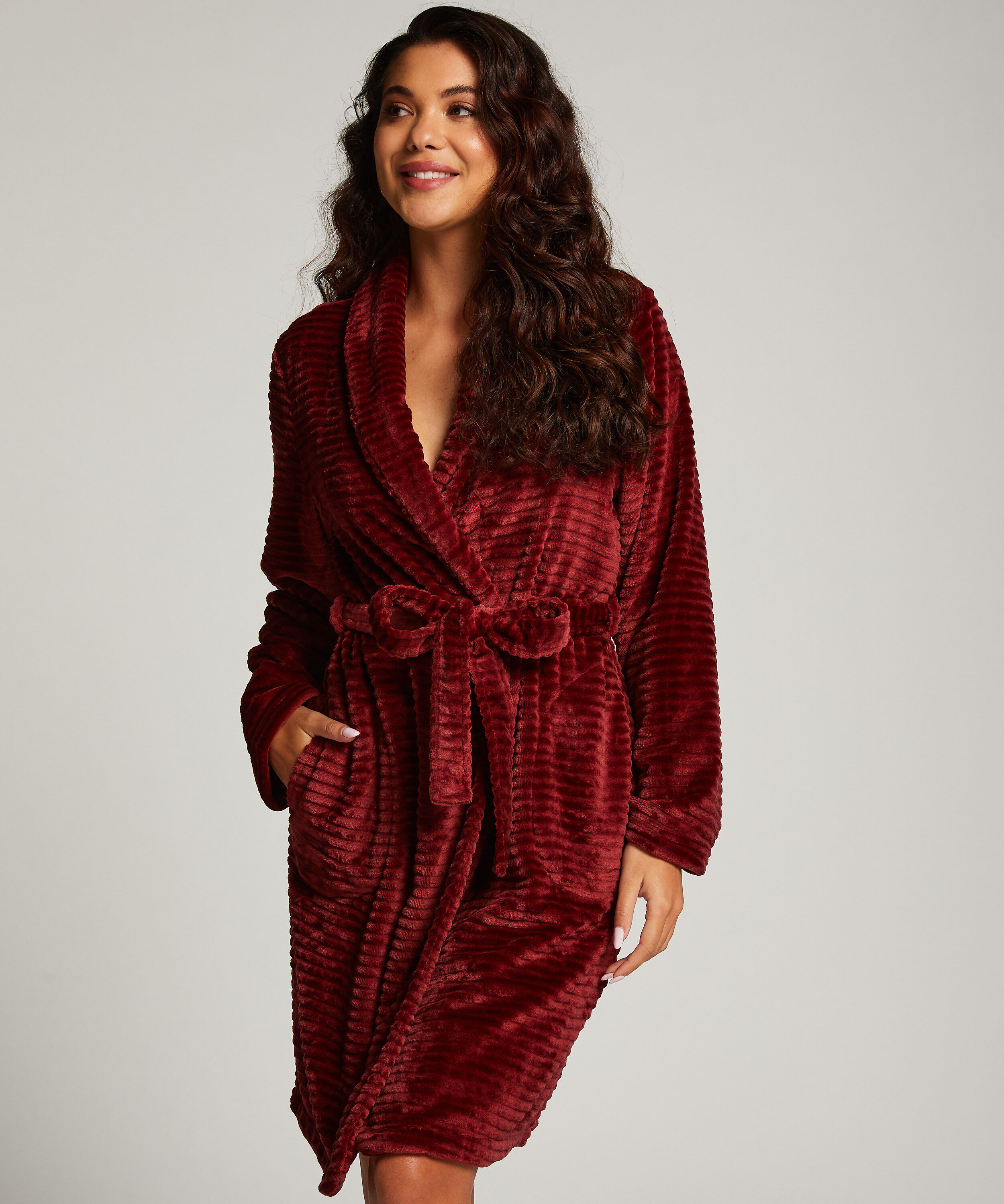 Peignoir court avec fermeture à glissière, Marron