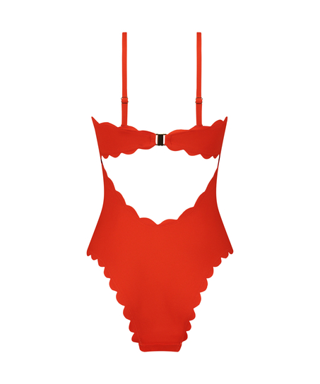 Maillot de bain Bandeau Scallop, Rouge