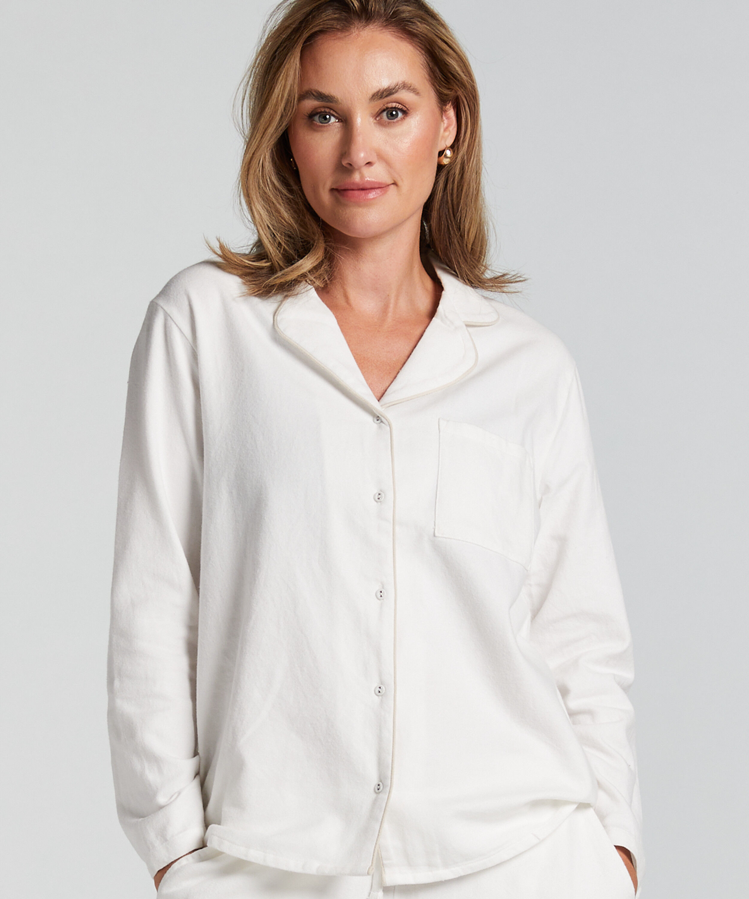 Haut de pyjama Flanel Essentials, Blanc Haut de pyjama Flanel Essentials, Blanc