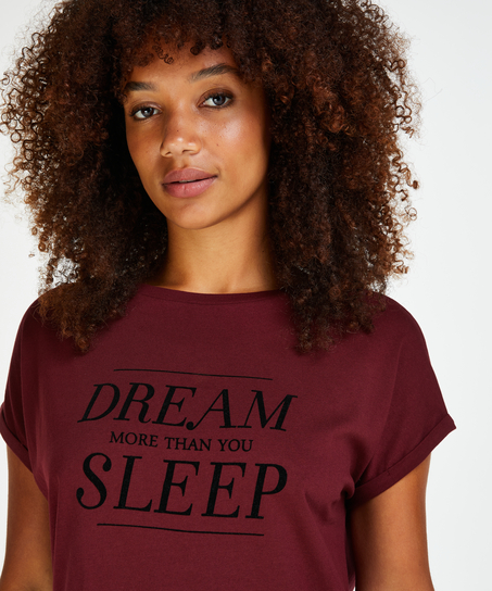 Chemise de nuit col rond, Rouge