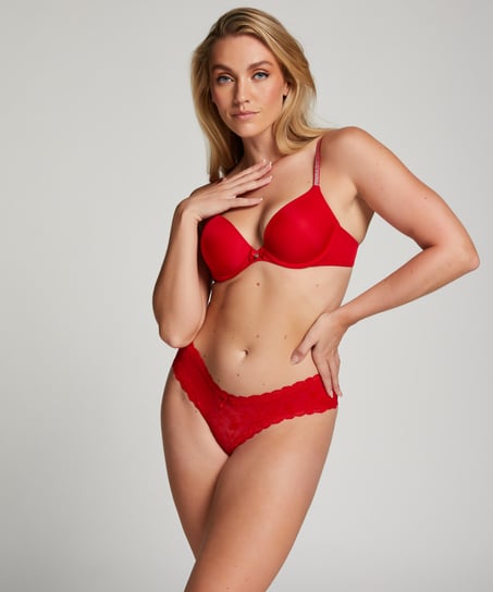 Slip br&eacute;silien V-shape mesh, Rouge
