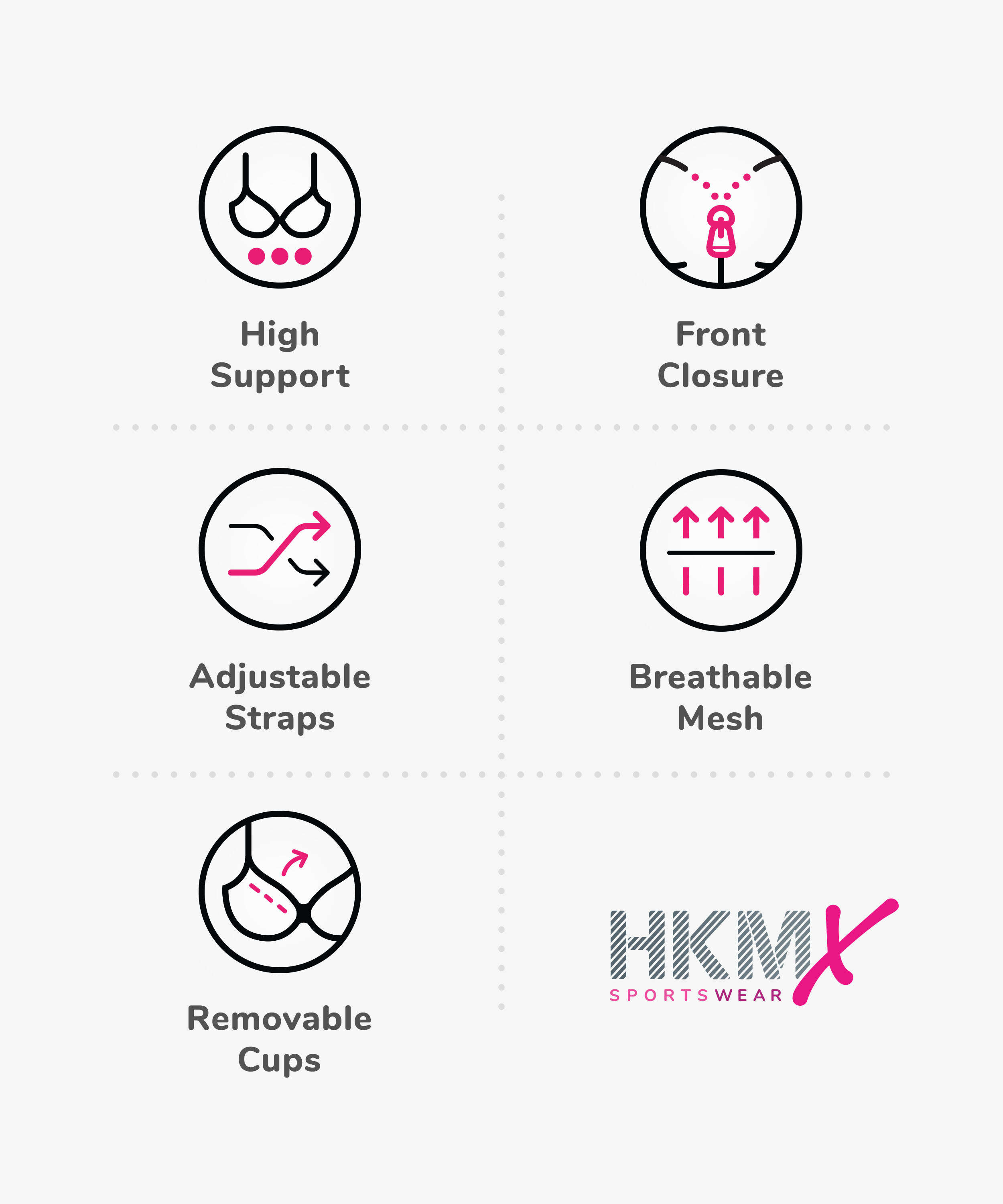 HKMX Soutien-gorge de sport The Pro Maintien niveau 3, Noir, main