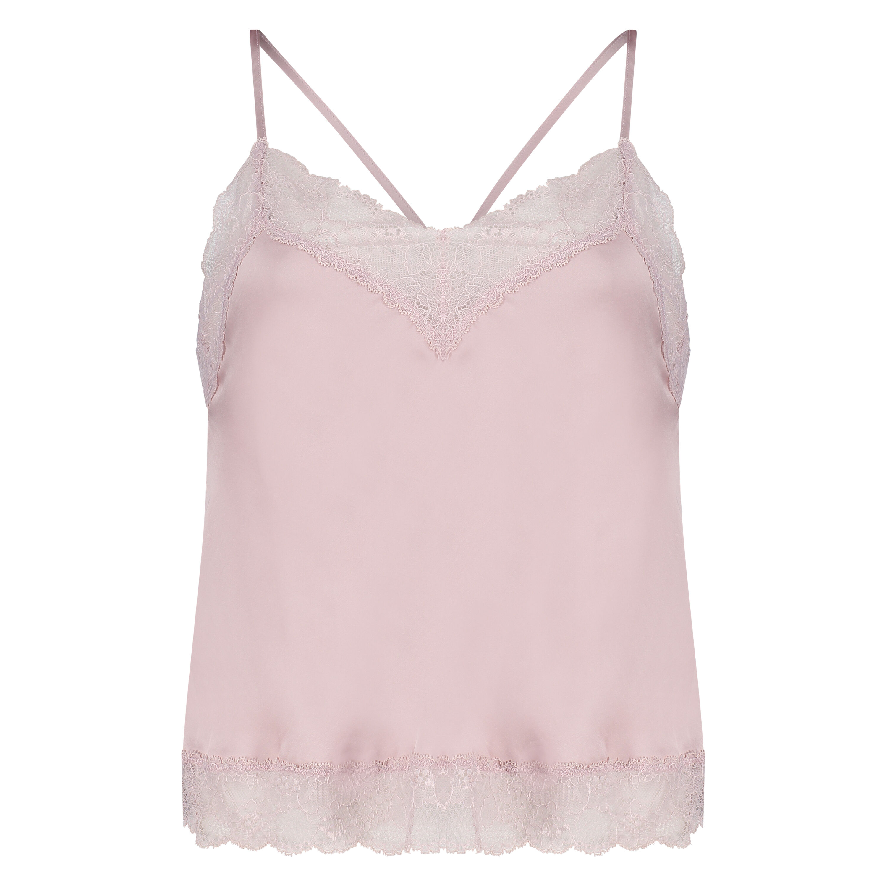 Haut de camisole Satin Dentelle, Rose