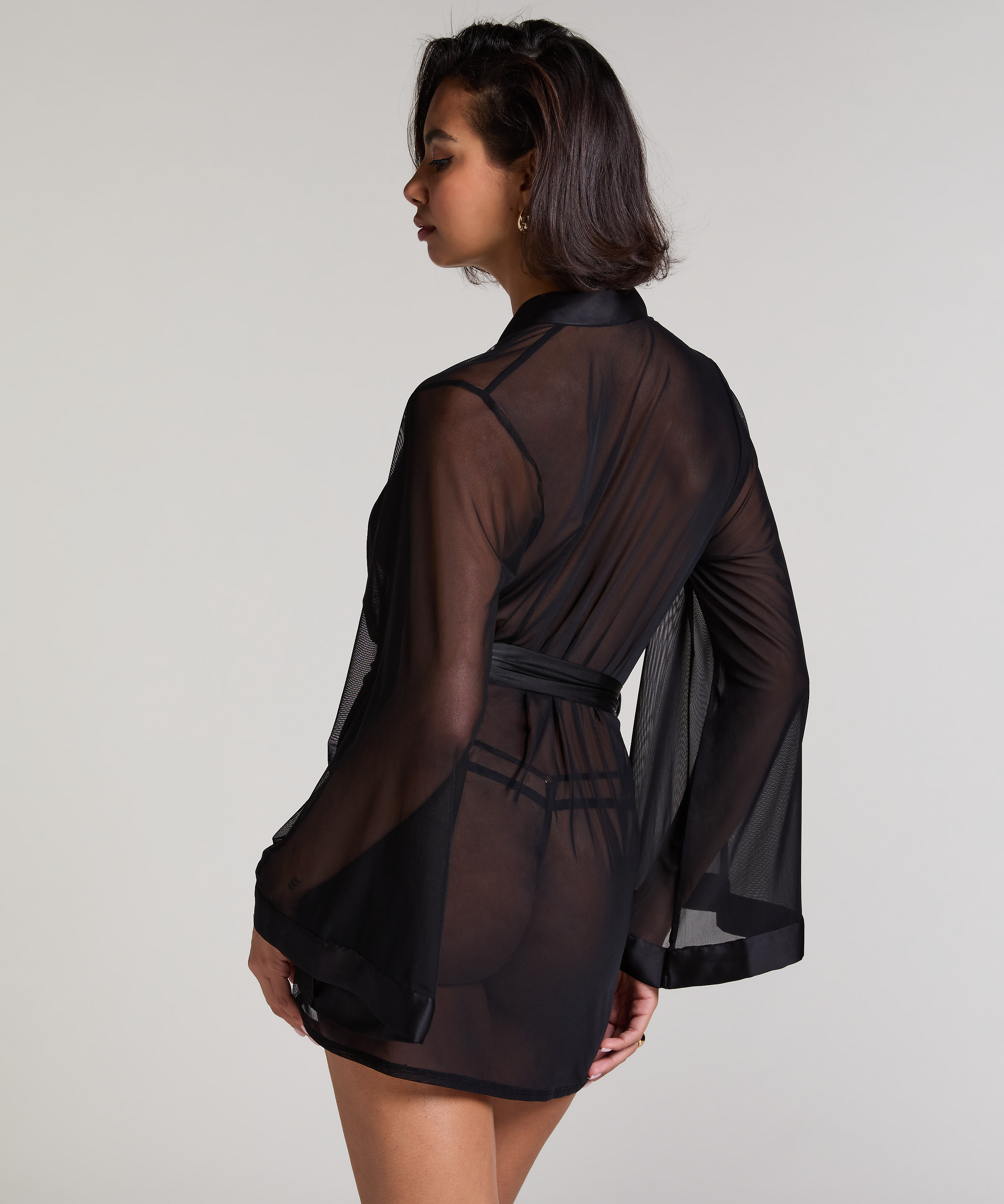 Kimono Maxime Tulle, Noir, main