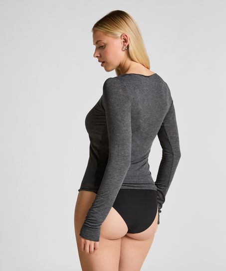 Haut avec cachemire à col bateau super soft, Gris