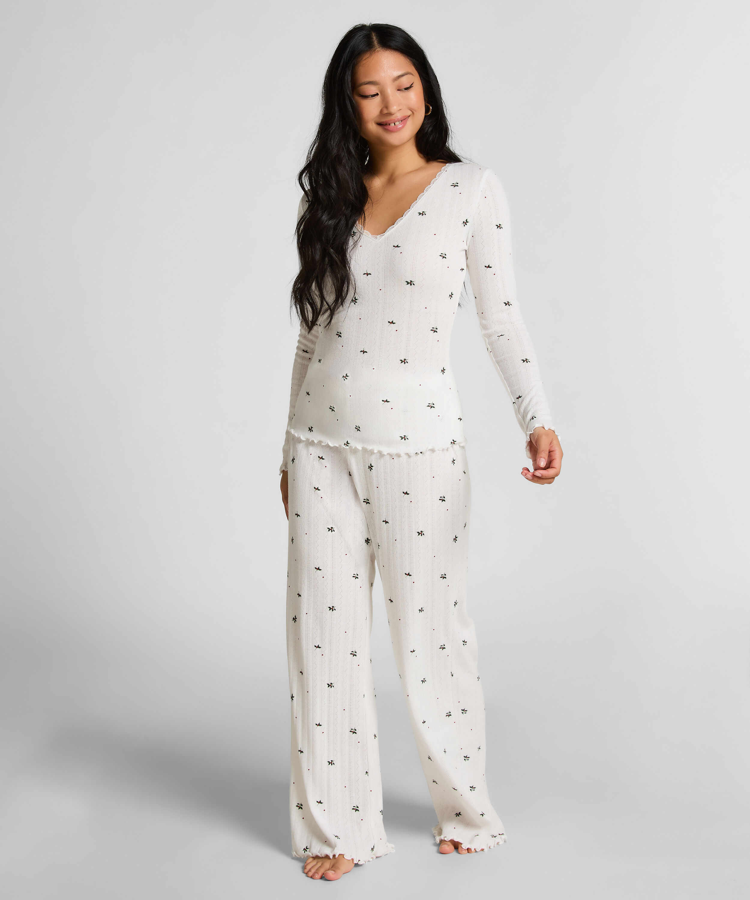 Ensemble de Pyjamas Pointelle, Blanc Ensemble de Pyjamas Pointelle, Blanc