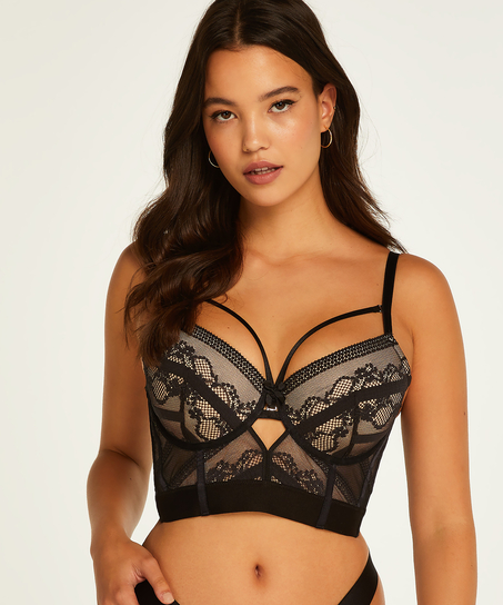 Soutien-gorge à armatures préformé longline Cleo, Noir