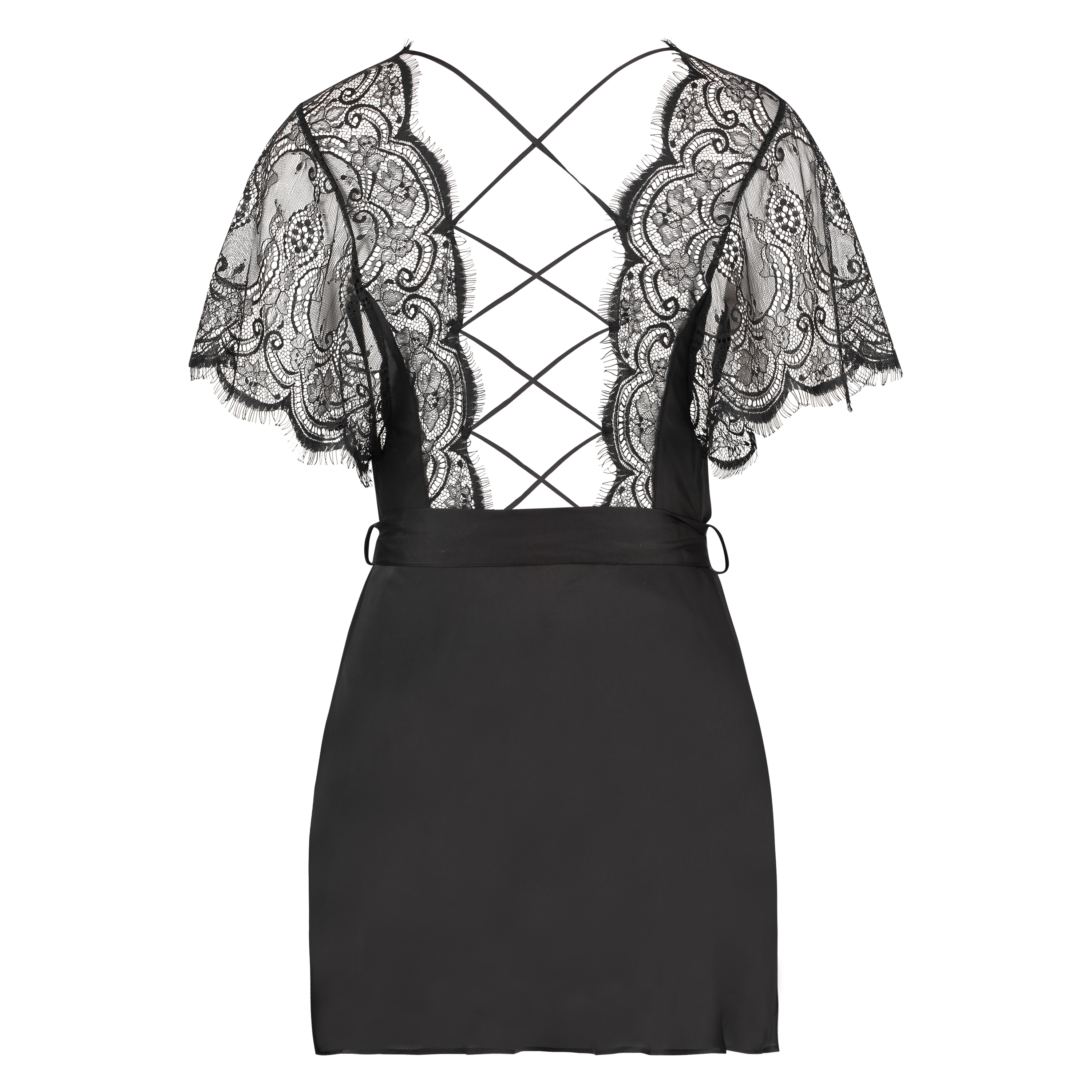 Kimono Satin Coco, Noir, main