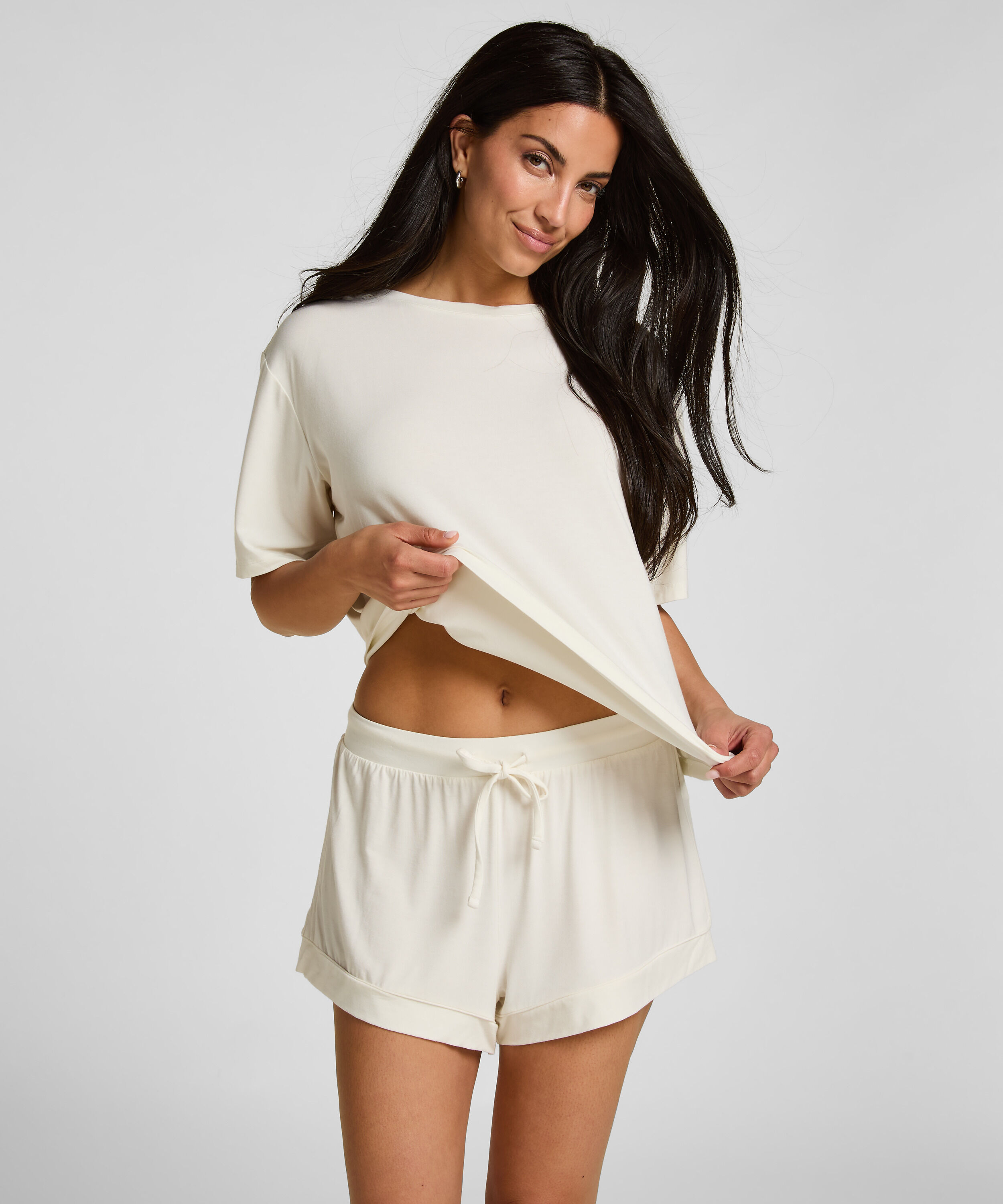 Haut de Pyjama Jersey Manches Courtes, Blanc Haut de Pyjama Jersey Manches Courtes, Blanc