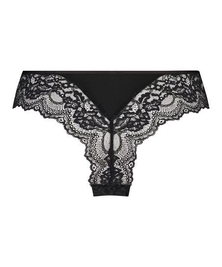 Slip brésilien jambes hautes Dora, Noir