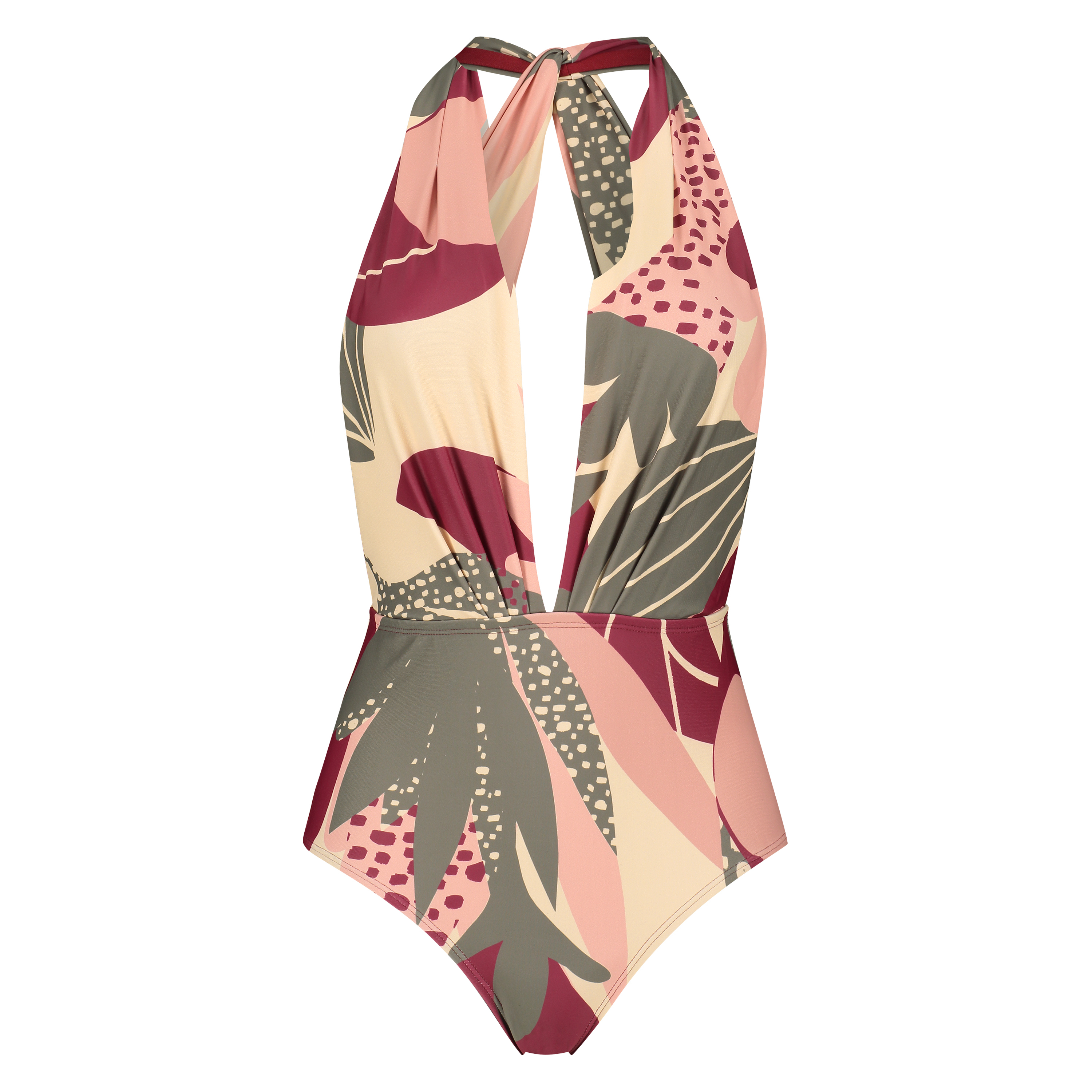 Maillot de bain échancré Print Game, Rose, main