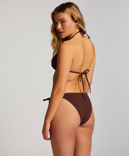 Haut de bikini triangle Scallop Lurex, Marron