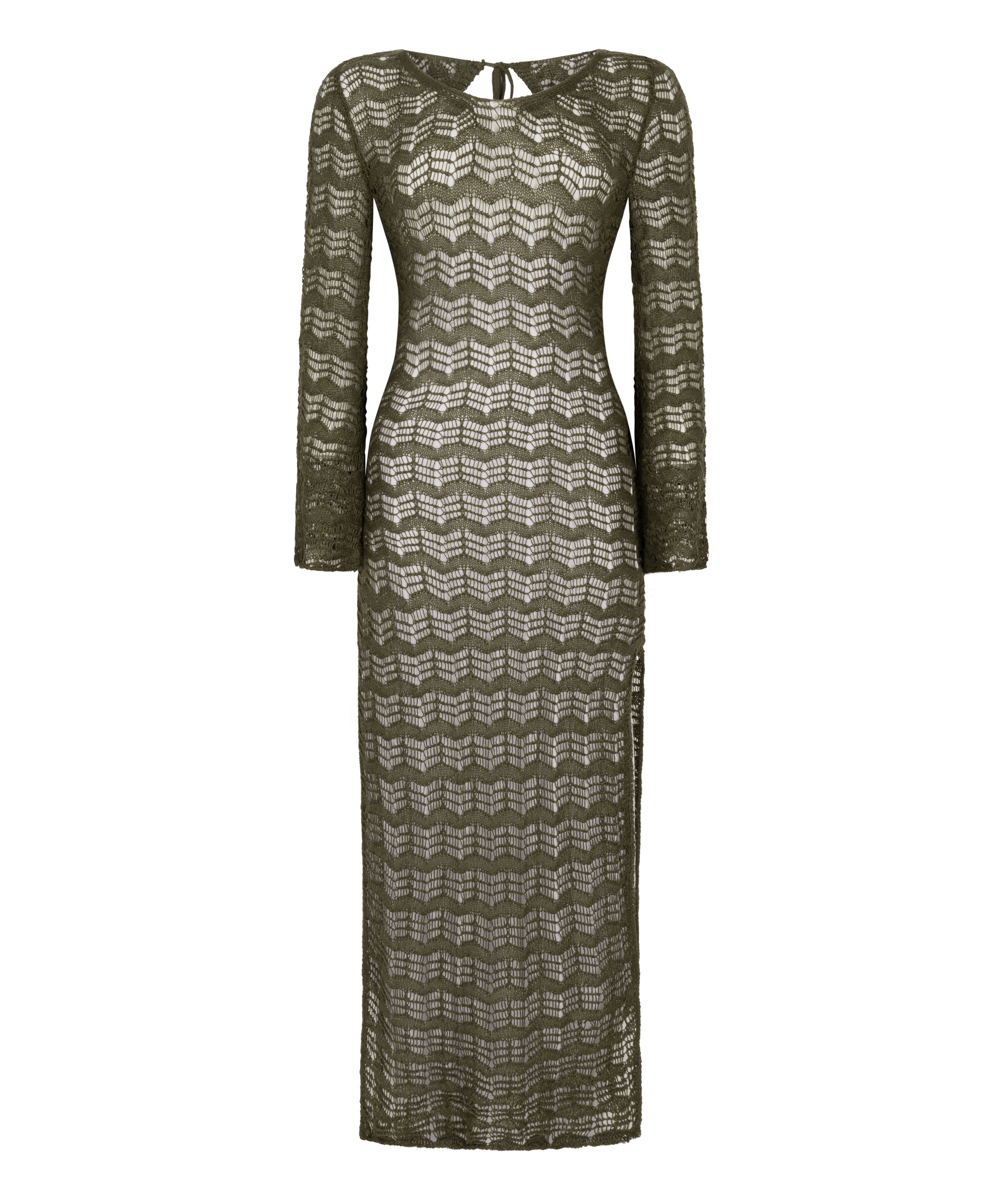 Robe maxi en crochet, Vert, main