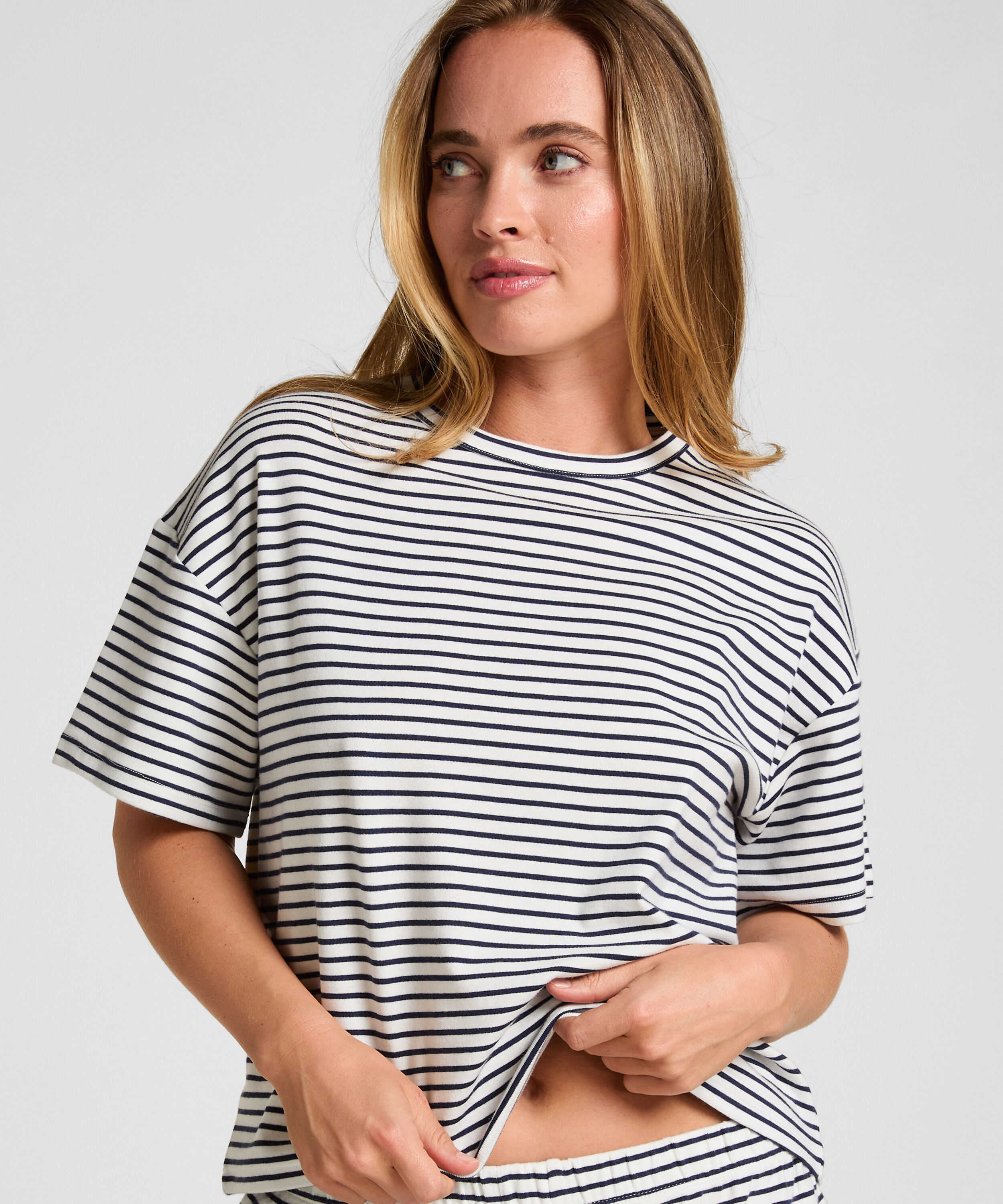 Haut de Pyjama Rayé Jersey, Bleu Haut de Pyjama Rayé Jersey, Bleu