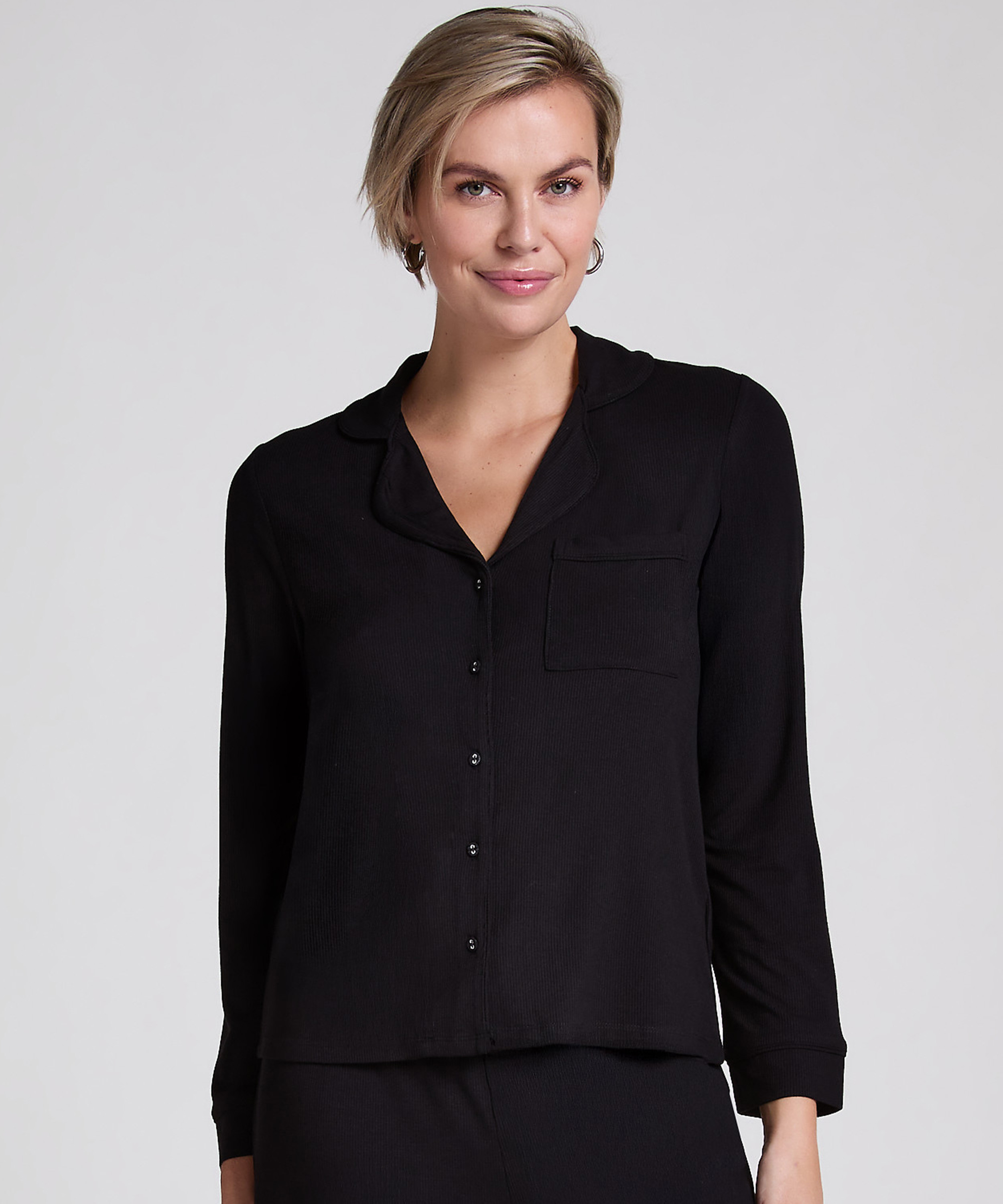 Chemise côtelée Essential, Noir, main