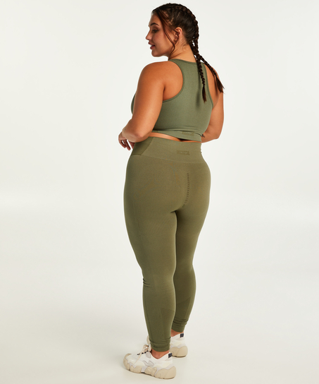 HKMX Legging de sport sans coutures taille haute, Vert