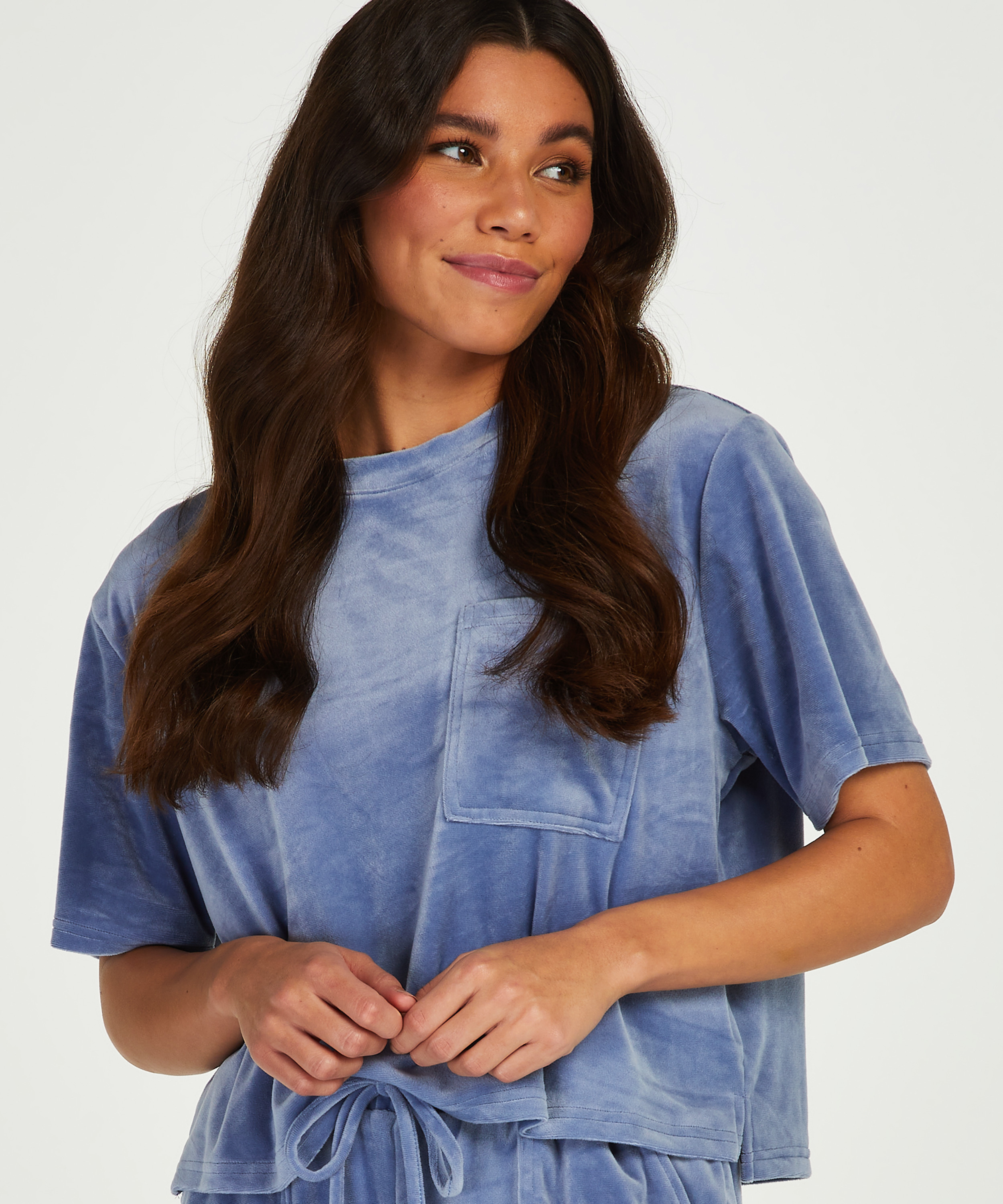 Top Velours Pocket, Bleu, main