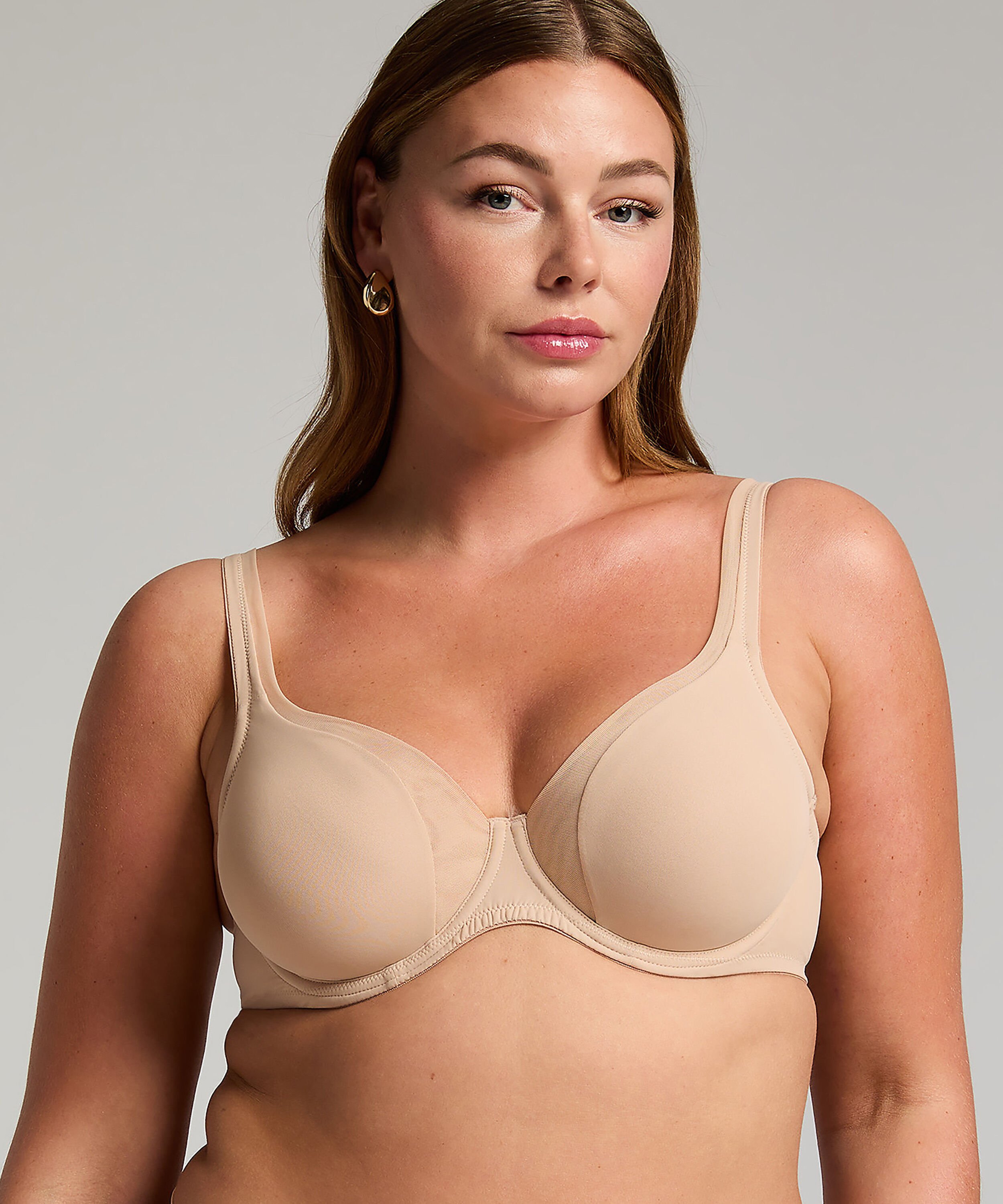 Soutien-gorge à armatures non-préformé en maille, Beige Soutien-gorge à armatures non-préformé en maille, Beige