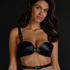 Brassière bandeau en cuir synthétique, Noir