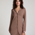 Robe-chemise à manches longues en jersey Essential, Marron