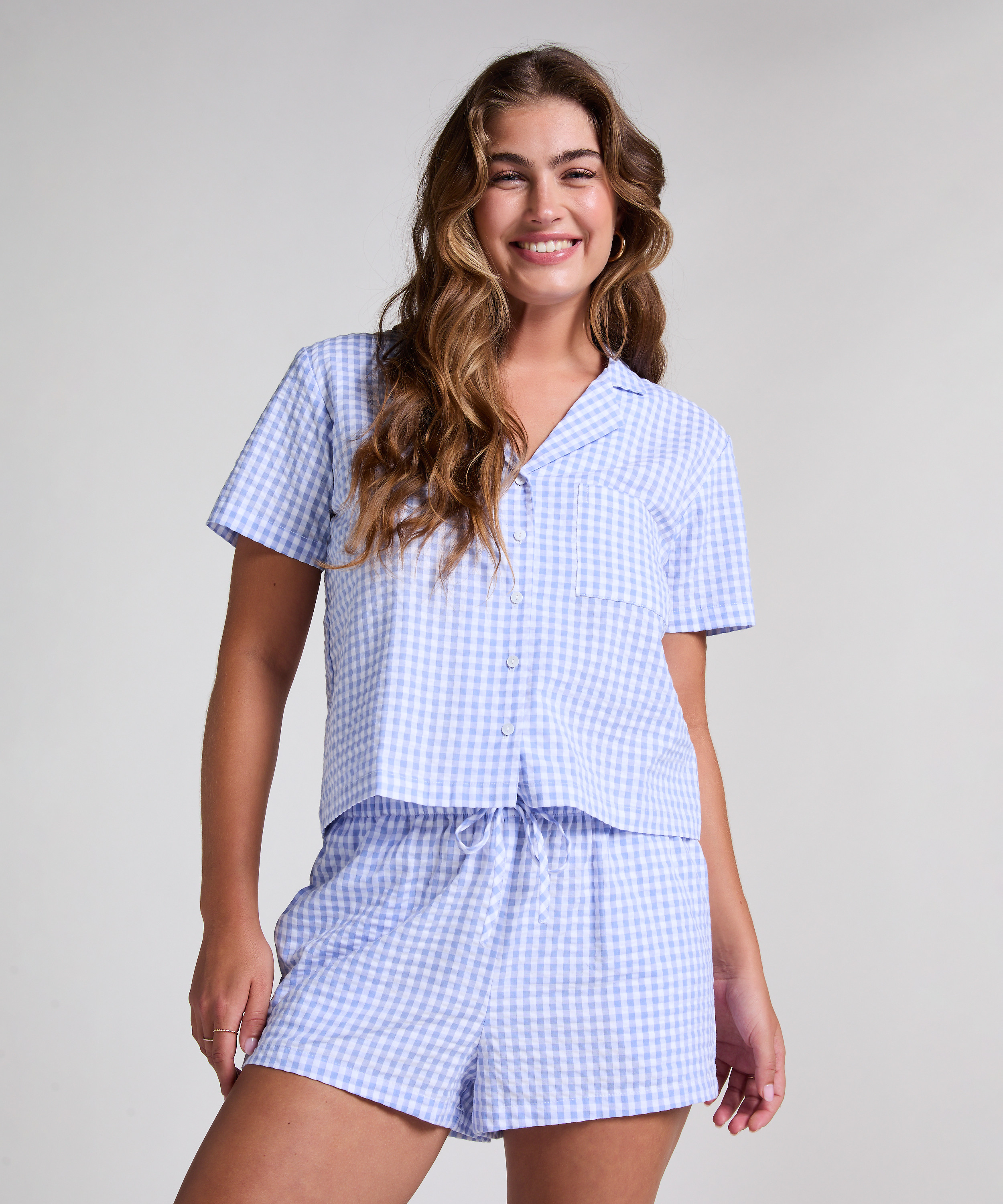 Short Seersucker, Bleu, main