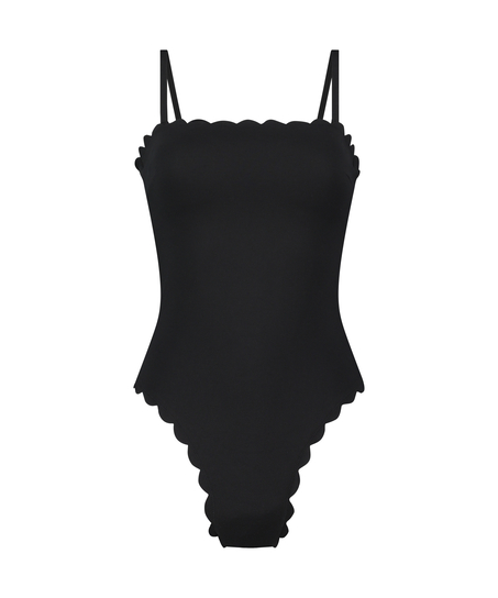 Maillot de bain Bandeau Scallop, Noir