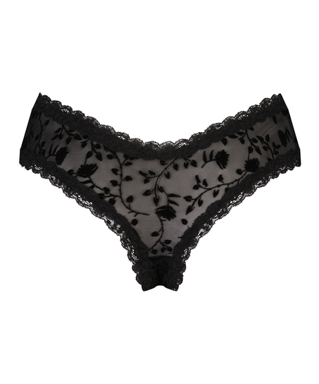Slip brésilien V-shape mesh, Noir