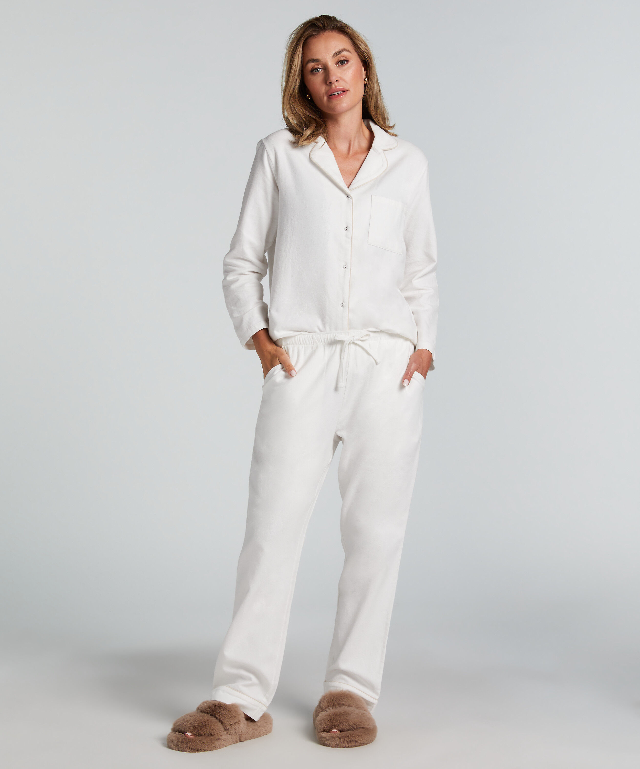 Pantalon de Pyjama Flanel, Blanc