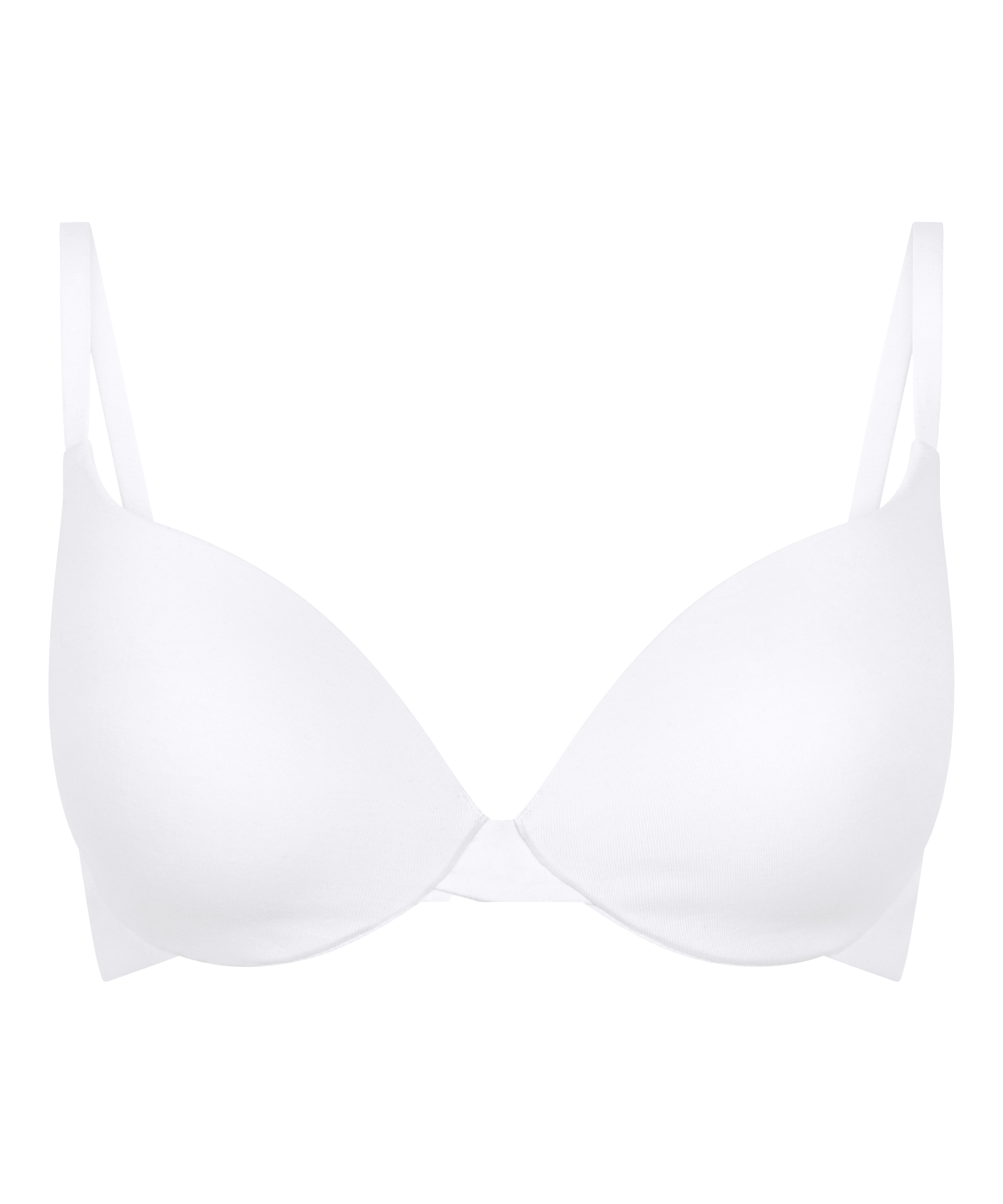 Soutien-gorge à armatures rembourré push-up en coton, Blanc, main