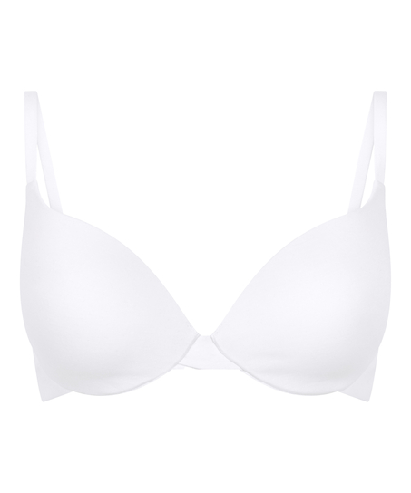 Soutien-gorge à armatures rembourré push-up en coton, Blanc