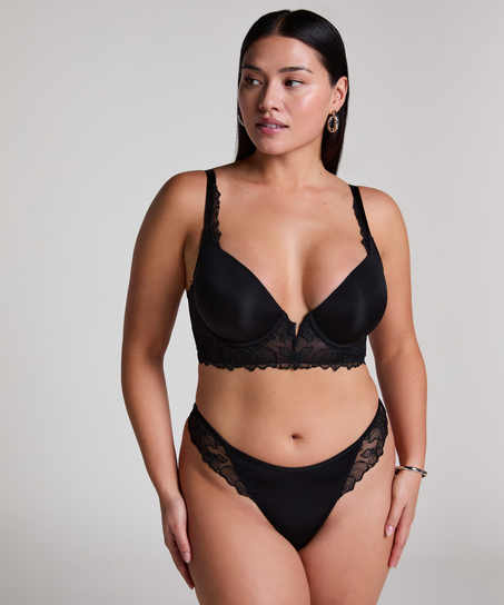 Soutien-gorge à armatures préformé push-up et longline Jemima, Noir