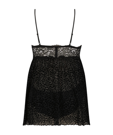 Baby-doll Animal flock Lace, Noir