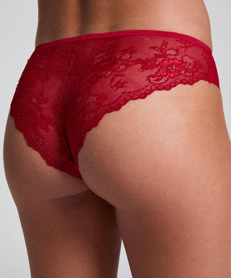 Slip brésilien Invisible Lace Back, Rouge
