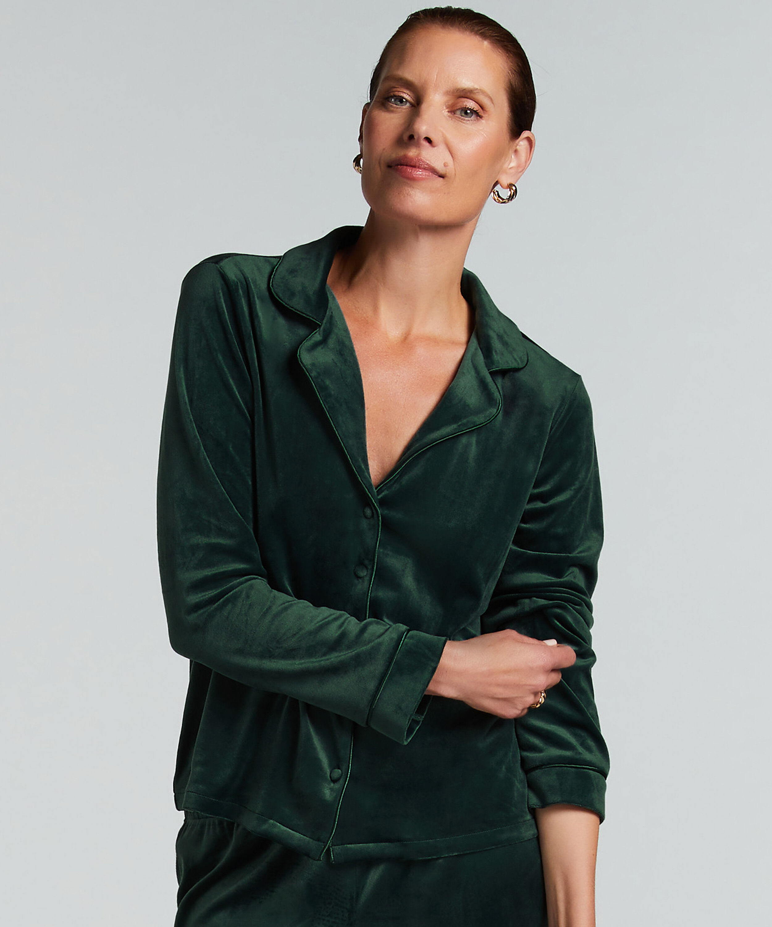 Veste à manches longues en velours, Vert