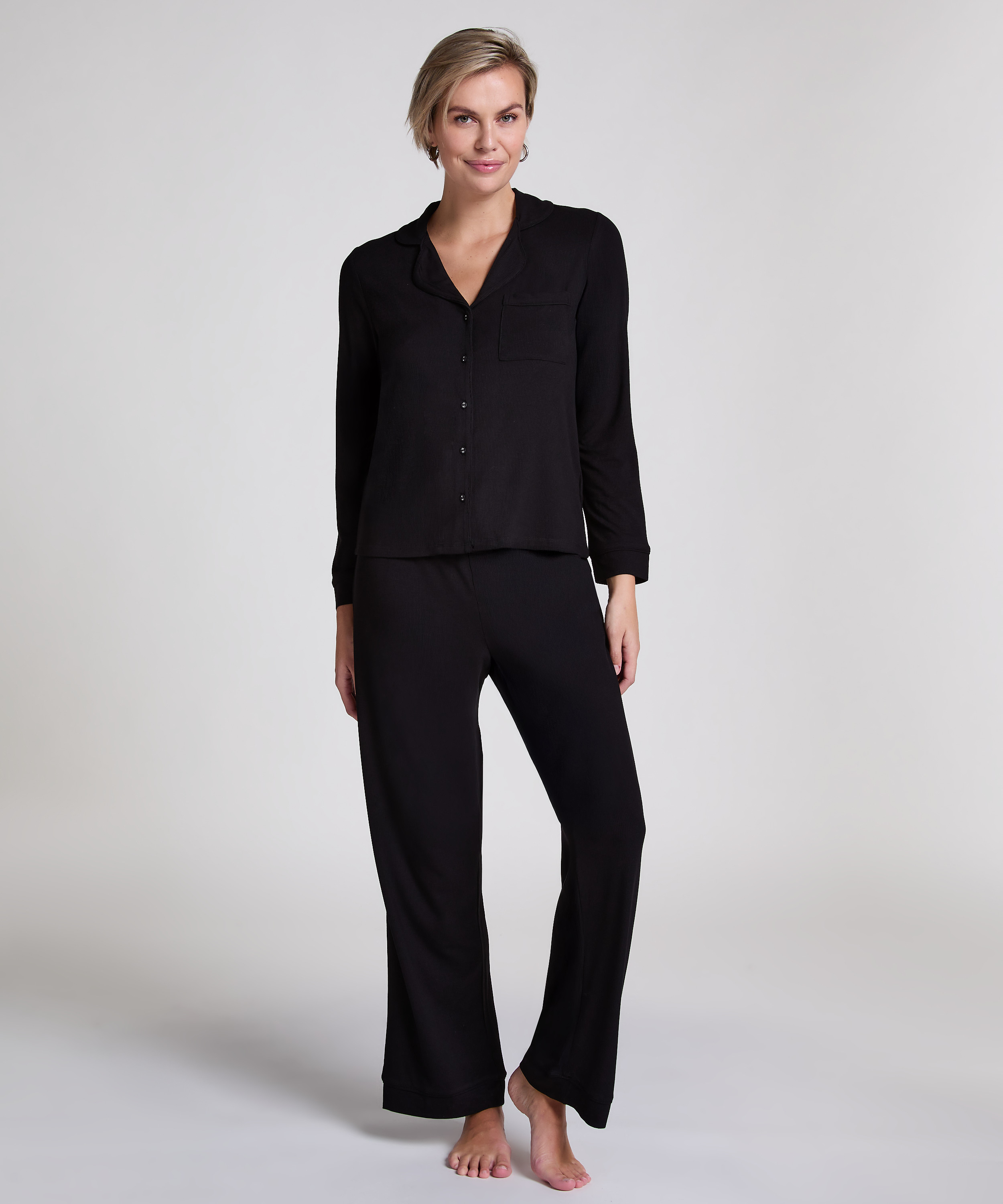 Chemise côtelée Essential, Noir, main