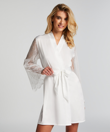 Kimono Satin Bride, Blanc