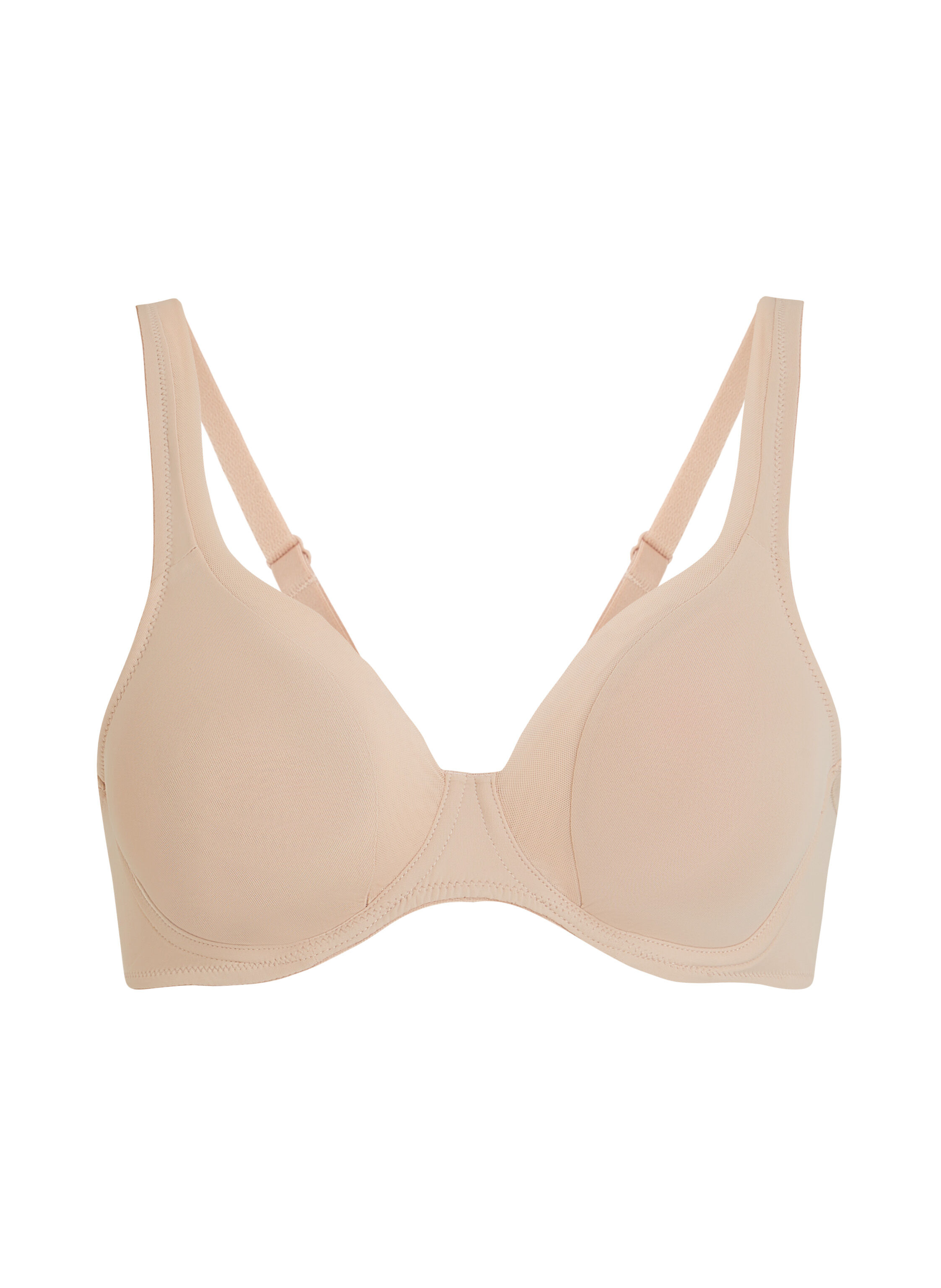 Soutien-gorge &agrave; armatures non-pr&eacute;form&eacute; en maille, Beige