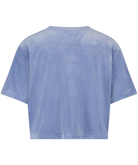 Top Velours Pocket, Bleu