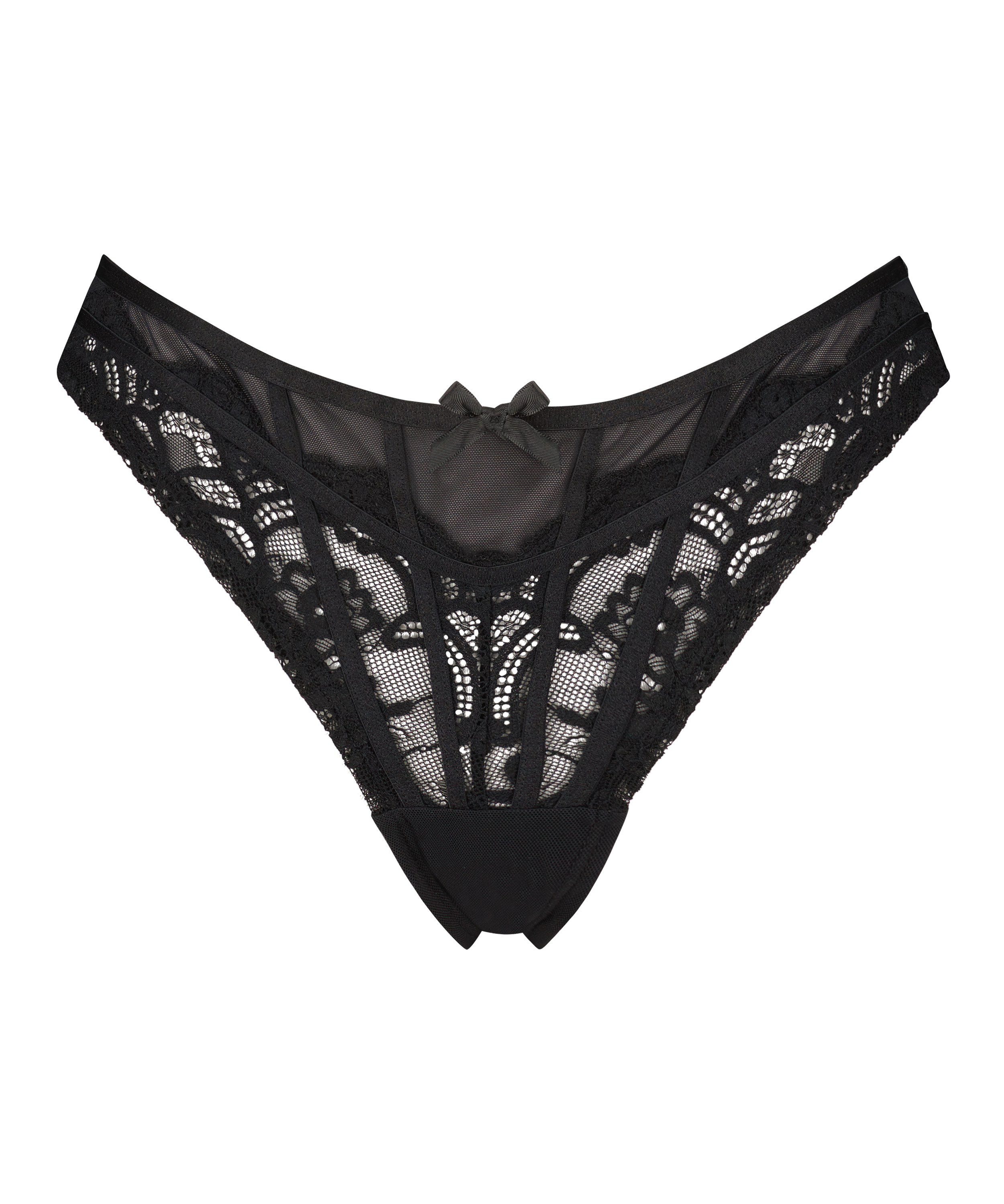 Slip brésilien échancré Arla, Noir, main