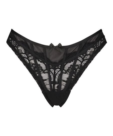 Slip brésilien échancré Arla, Noir