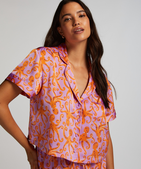 Veste à manches courtes en satin, Violet