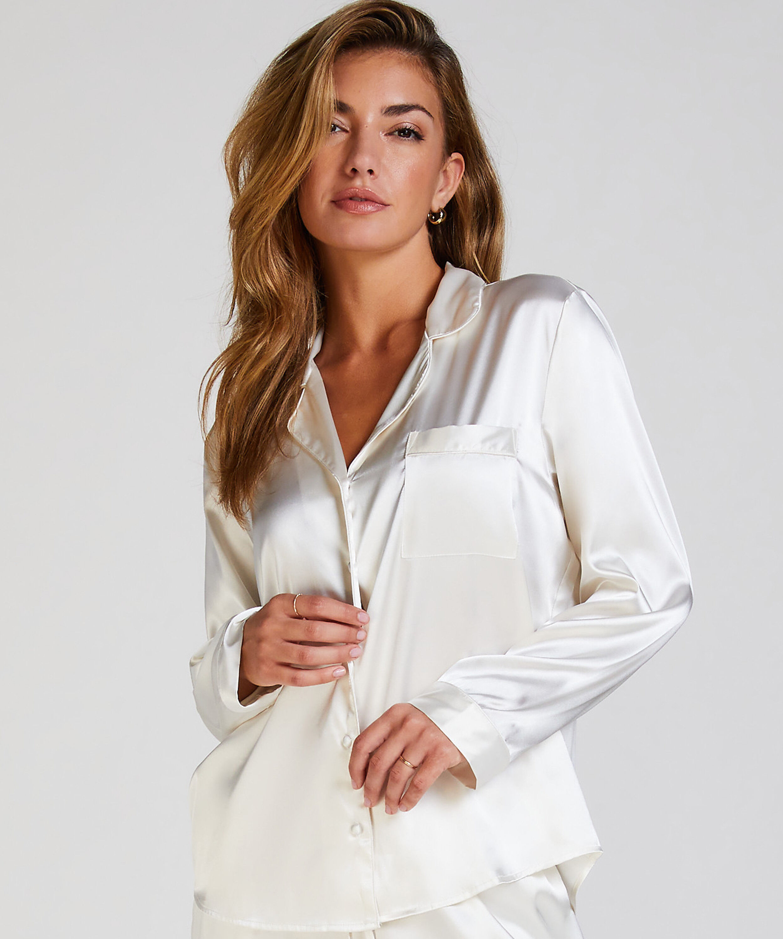 Veste à manches longues Satin, Blanc