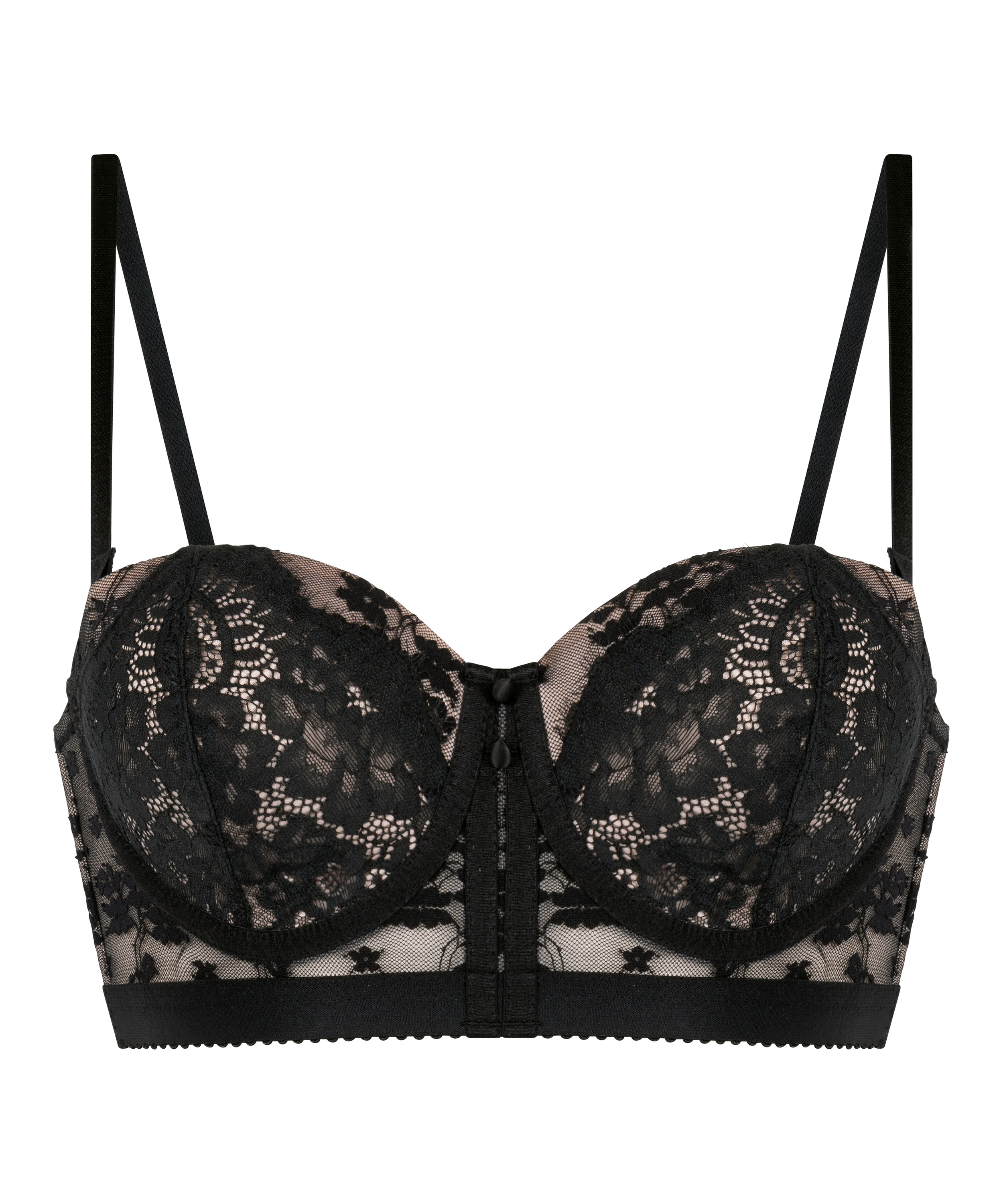 Soutien-gorge à armatures rembourré longline Lou, Noir, main