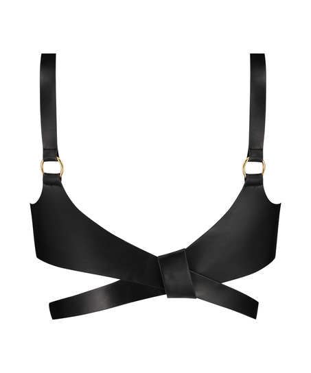 Brassière bandeau en cuir synthétique, Noir