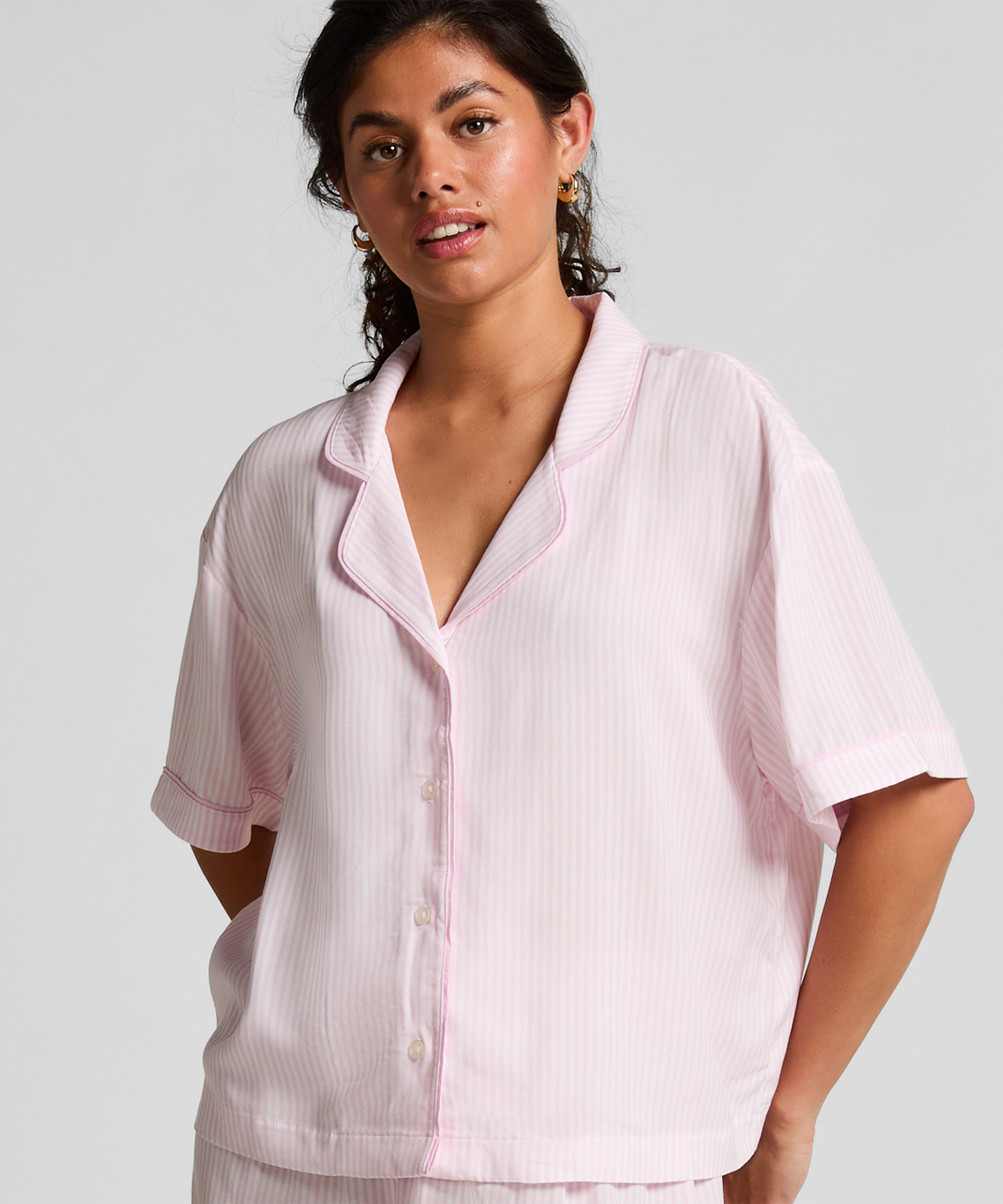 Veste de pyjama à manches courtes, Rose
