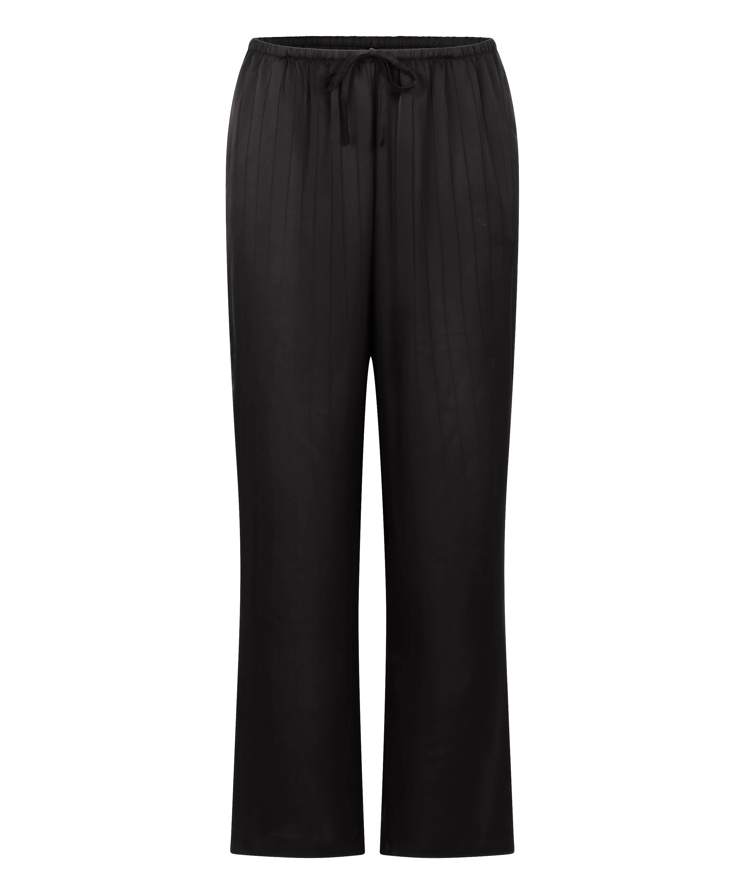 Pantalon &agrave; rayures en satin, Noir